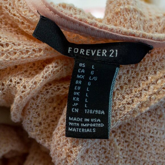 Forever 21 Peach Lace Hem Cardigan Size Large - Picture 5 of 5